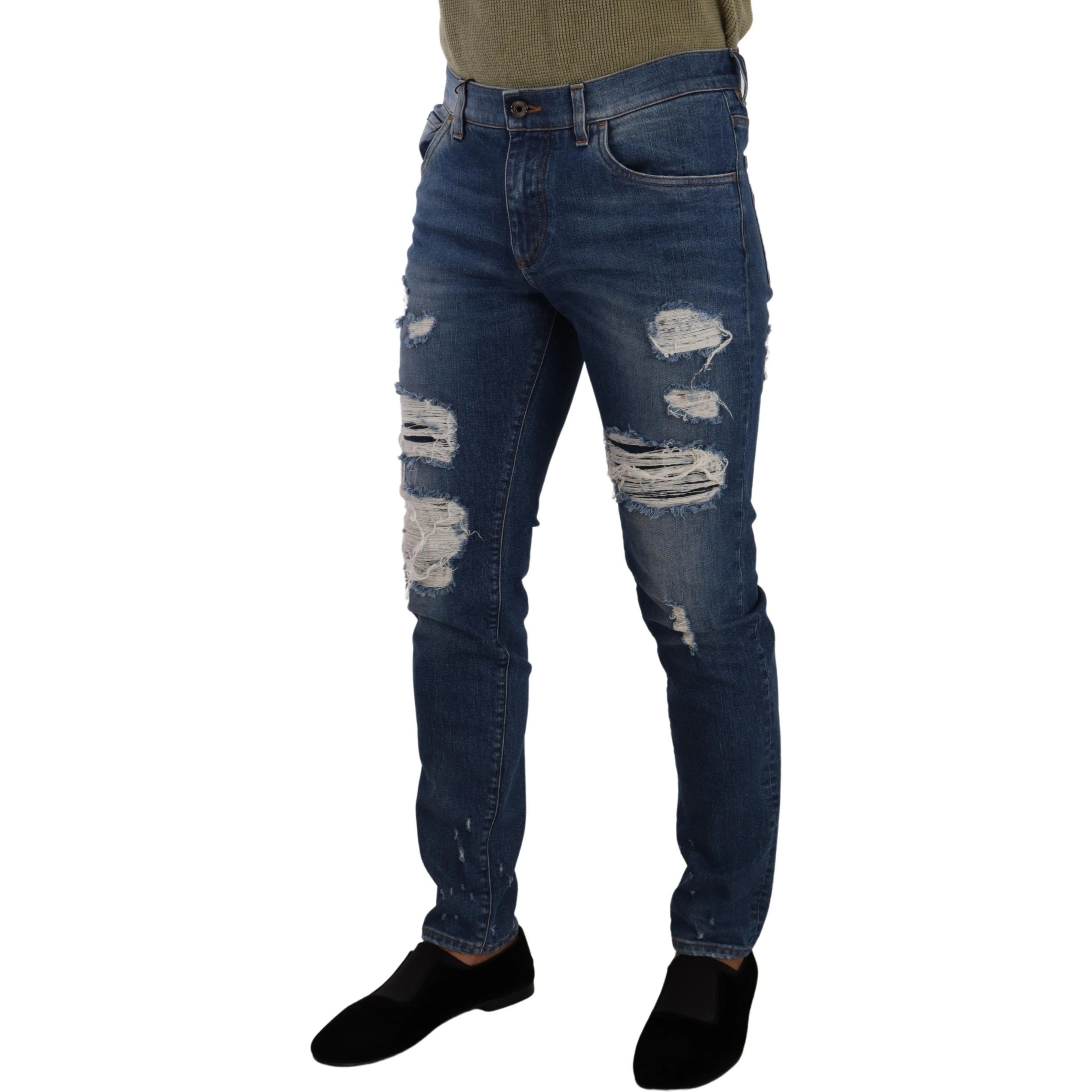 Blue Wash Cotton Stretch Slim Fit Denim Jeans
