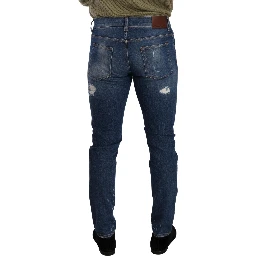 Blue Wash Cotton Stretch Slim Fit Denim Jeans
