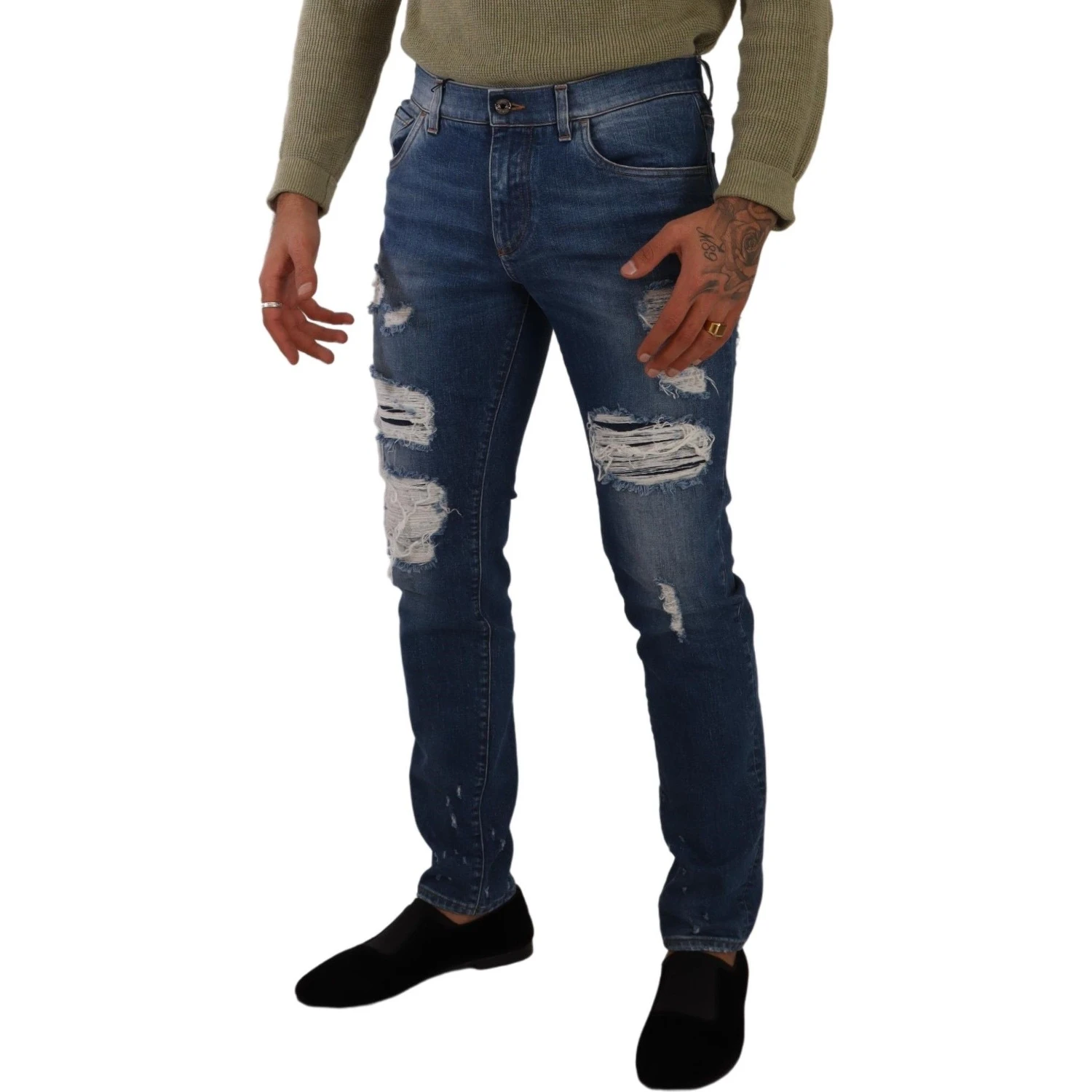 Blue Wash Cotton Stretch Slim Fit Denim Jeans