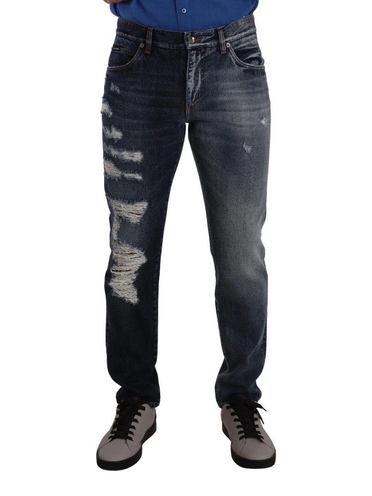 Blue Cotton Regular Denim Trousers Jeans