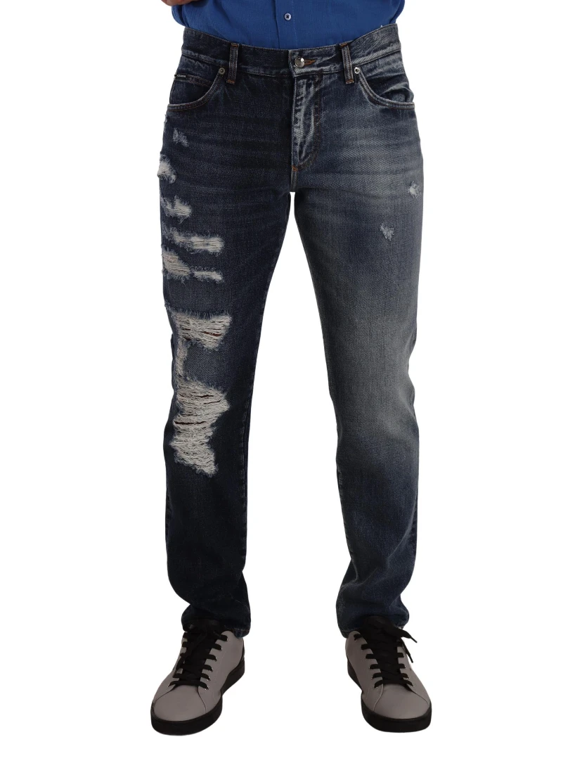 Blue Cotton Regular Denim Trousers Jeans
