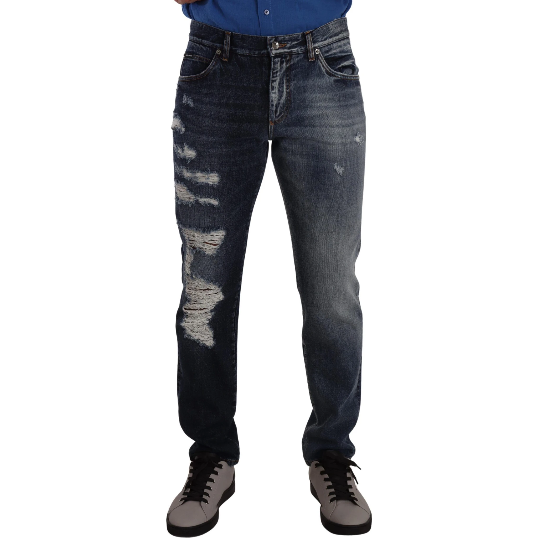 Blue Cotton Regular Denim Trousers Jeans