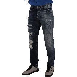 Blue Cotton Regular Denim Trousers Jeans