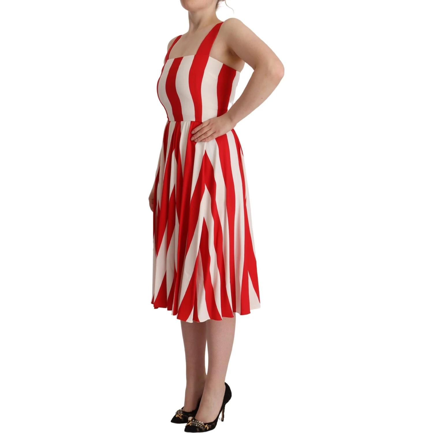 White Red Stretch Shift A-line Gown Dress