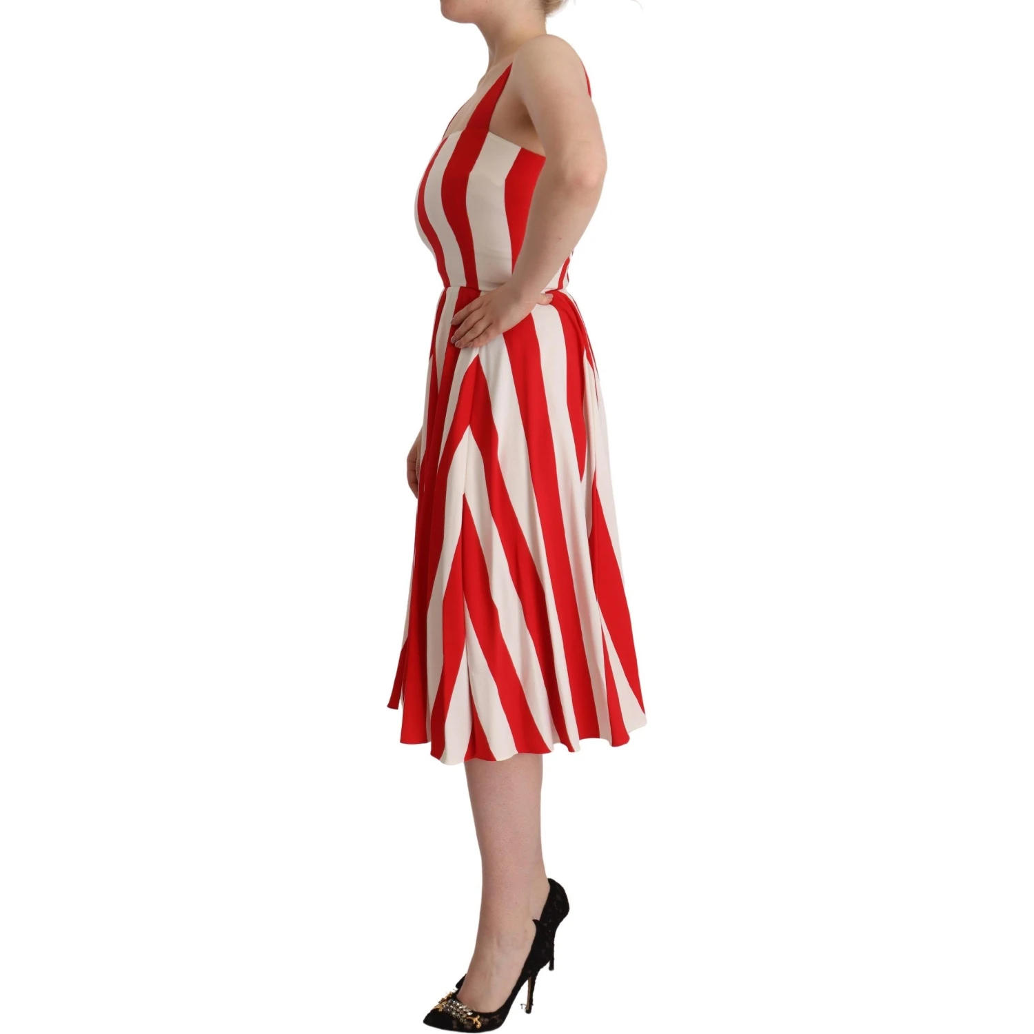White Red Stretch Shift A-line Gown Dress