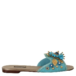 Blue Crystal Exotic Leather Blue Crystal Sandals