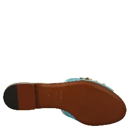 Blue Crystal Exotic Leather Blue Crystal Sandals