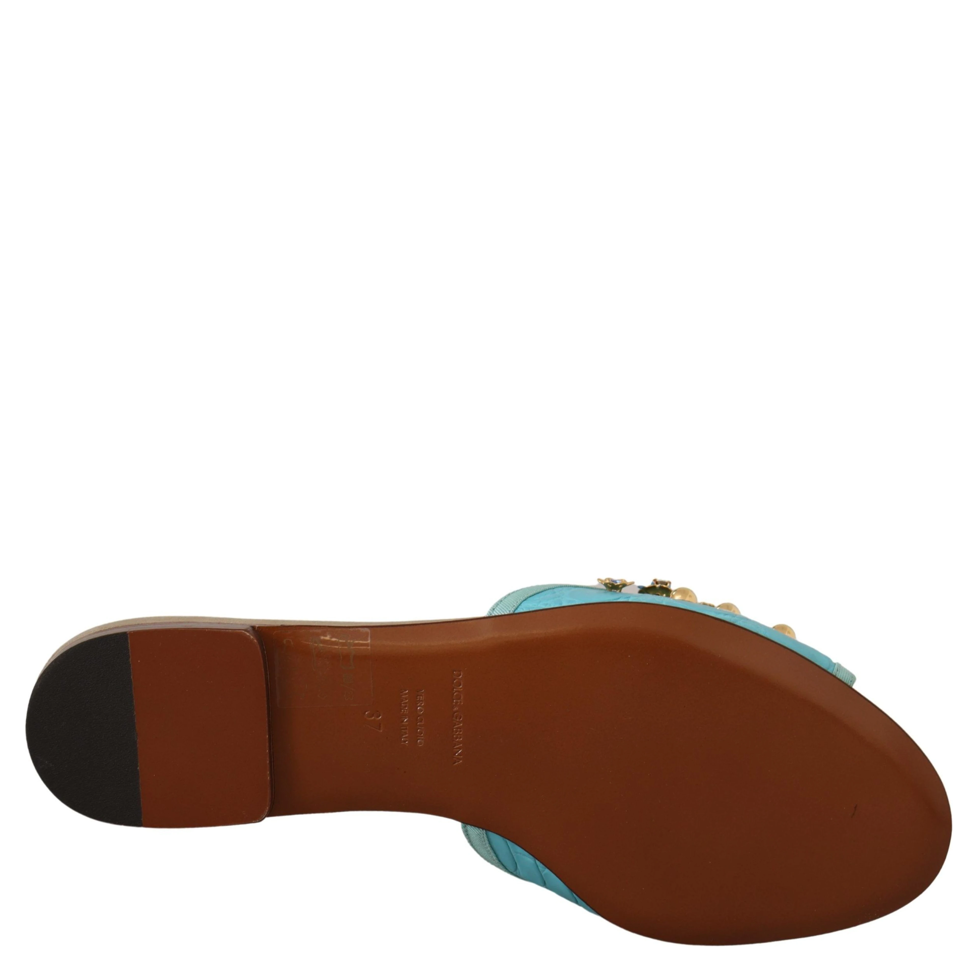 Blue Crystal Exotic Leather Blue Crystal Sandals