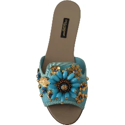 Blue Crystal Exotic Leather Blue Crystal Sandals