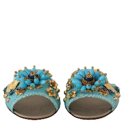 Blue Crystal Exotic Leather Blue Crystal Sandals