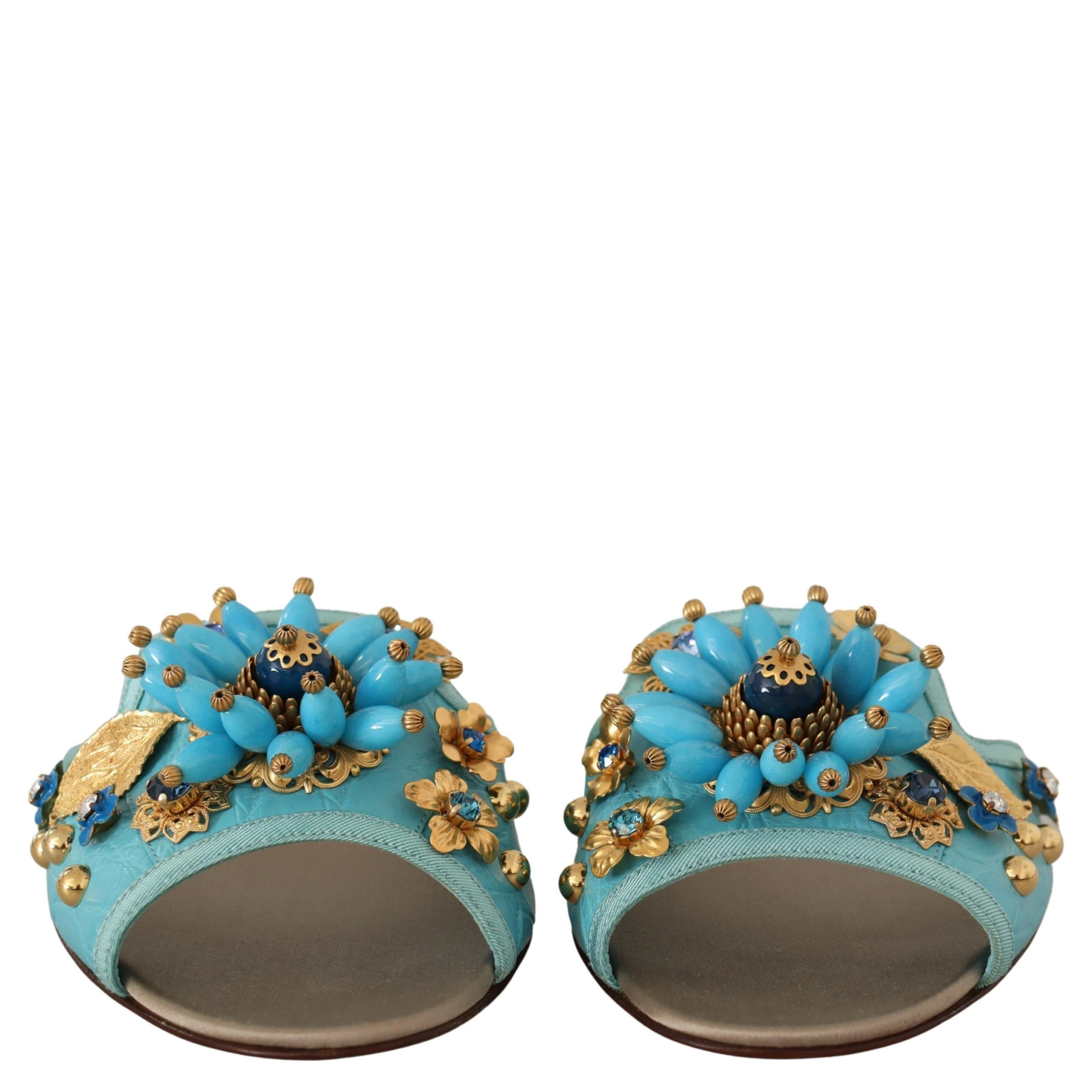 Blue Crystal Exotic Leather Blue Crystal Sandals