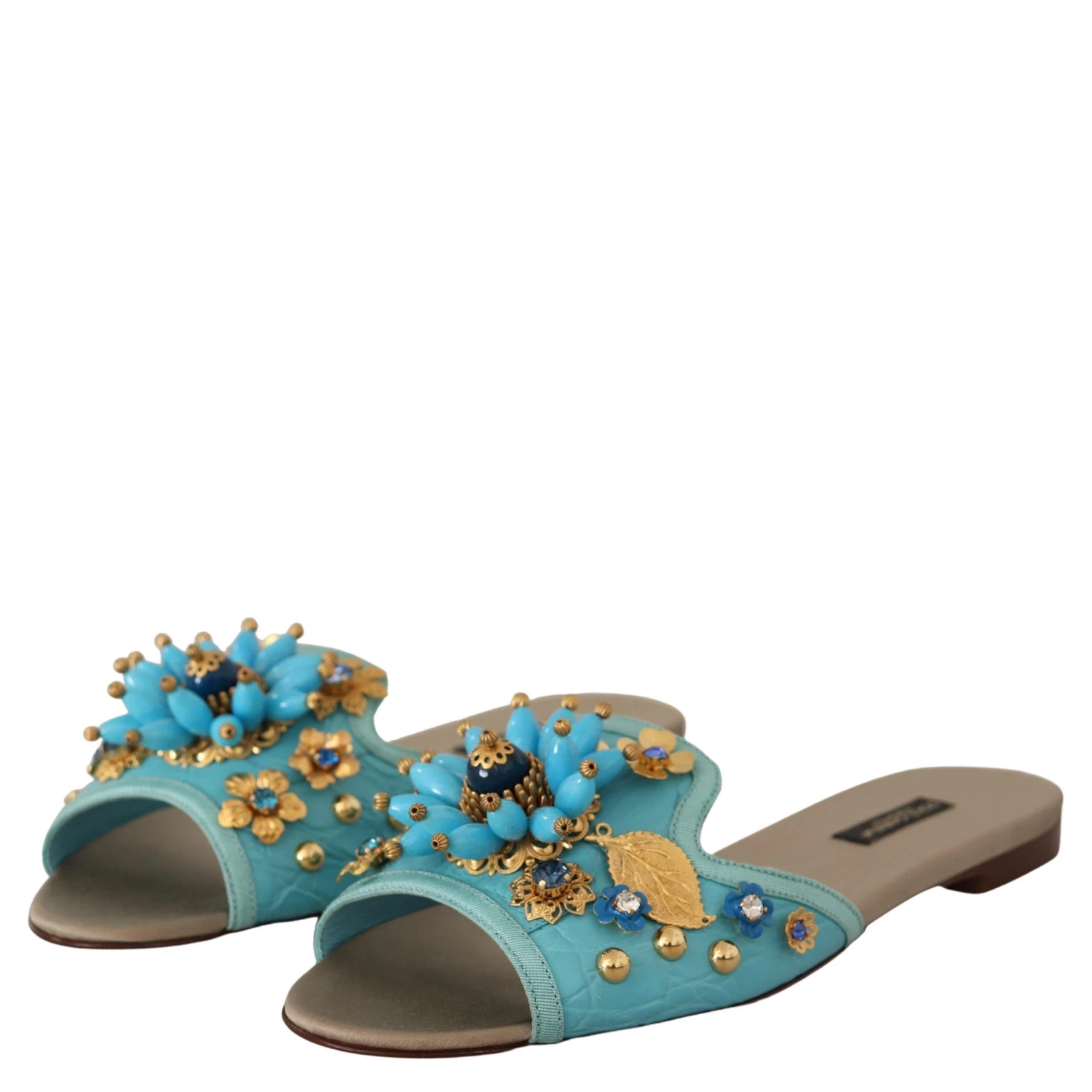 Blue Crystal Exotic Leather Blue Crystal Sandals