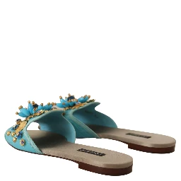 Blue Crystal Exotic Leather Blue Crystal Sandals