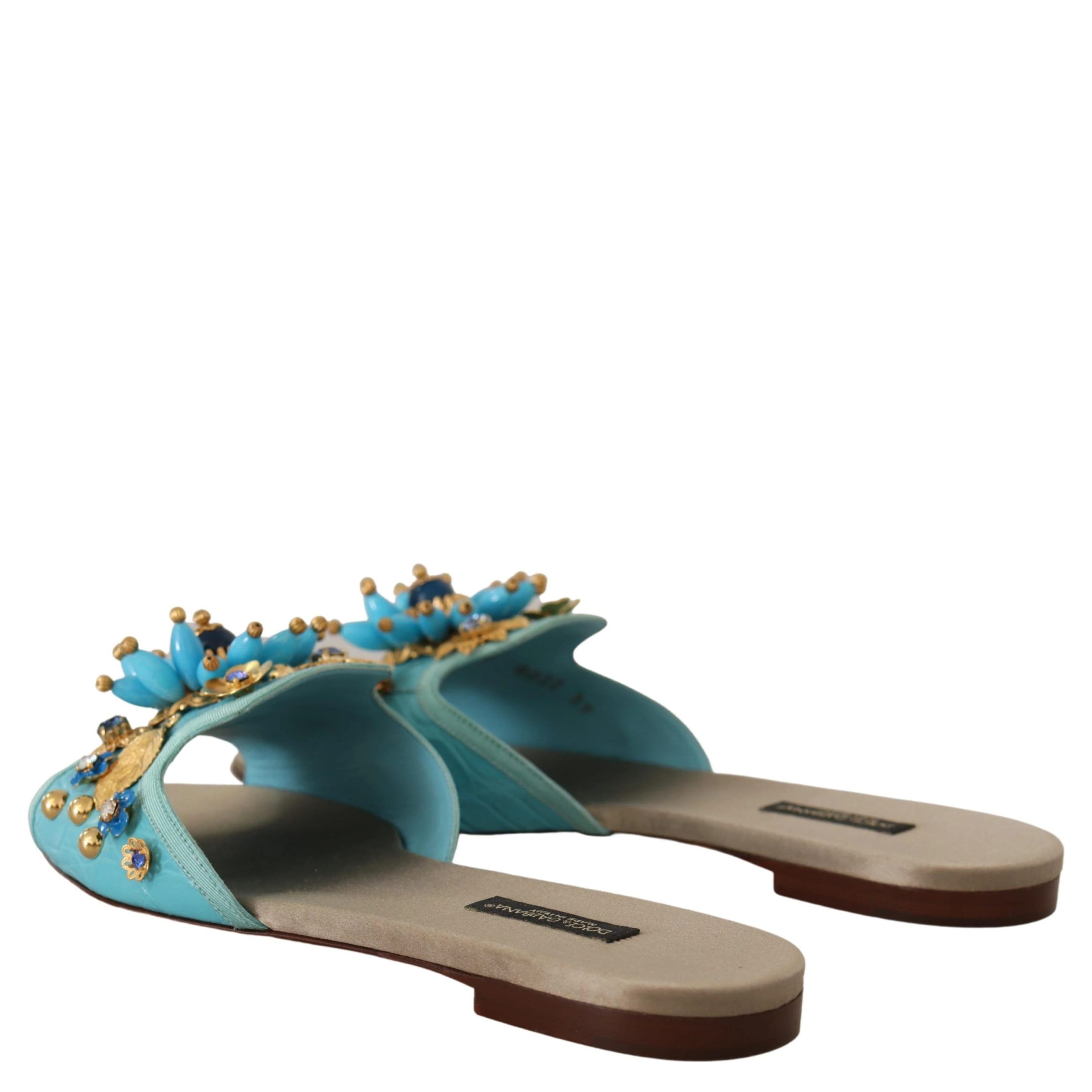 Blue Crystal Exotic Leather Blue Crystal Sandals