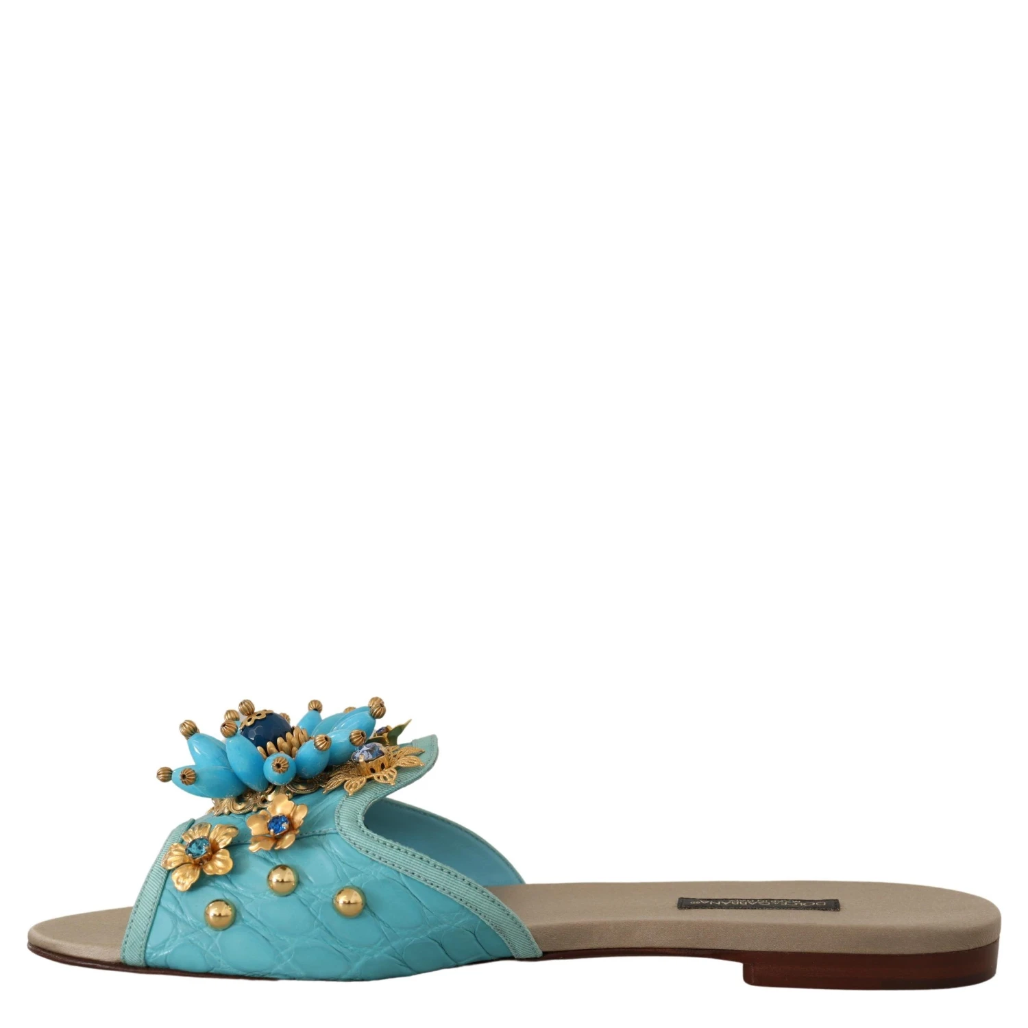 Blue Crystal Exotic Leather Blue Crystal Sandals