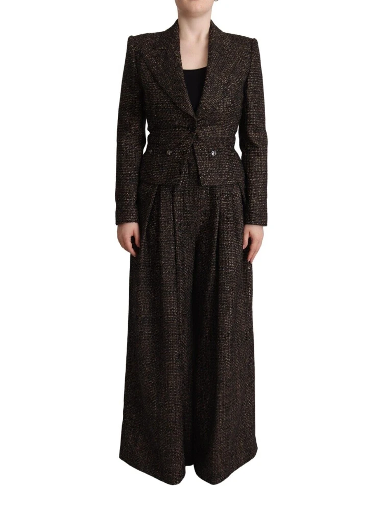 Dark Brown Wool Single Breasted 2 Pc Jacket Pants