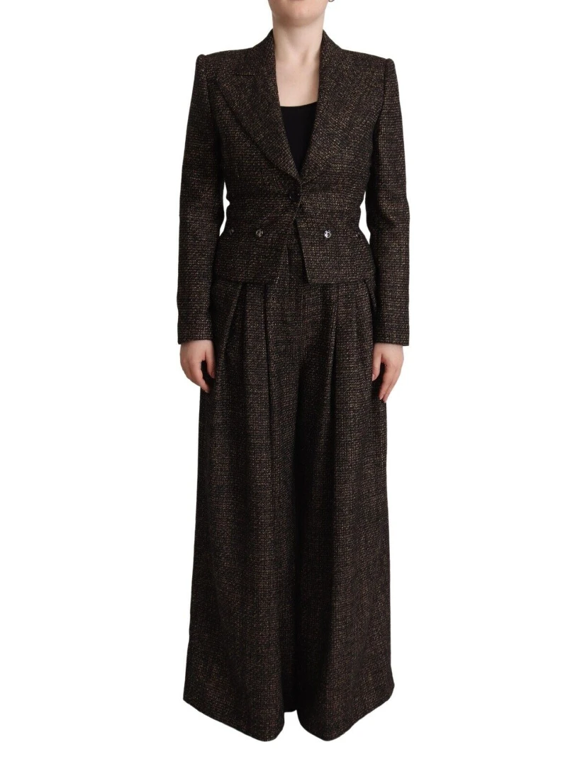 Dark Brown Wool Single Breasted 2 Pc Jacket Pants