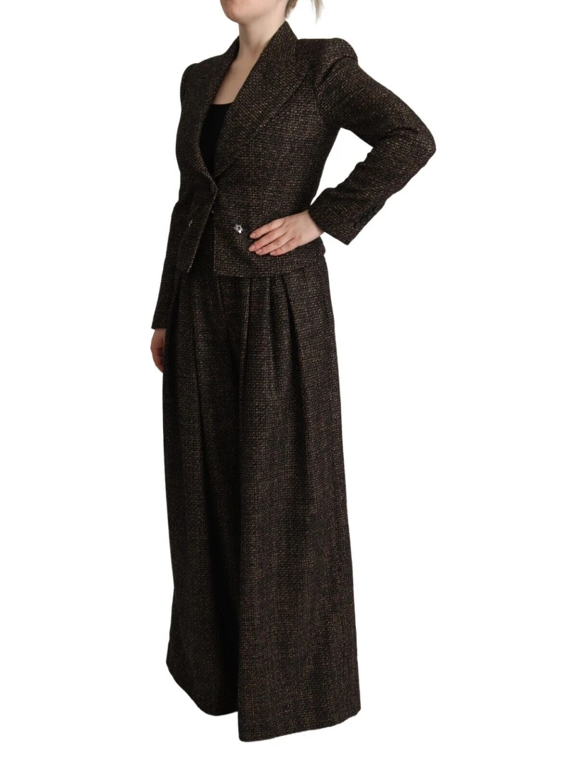 Dark Brown Wool Single Breasted 2 Pc Jacket Pants