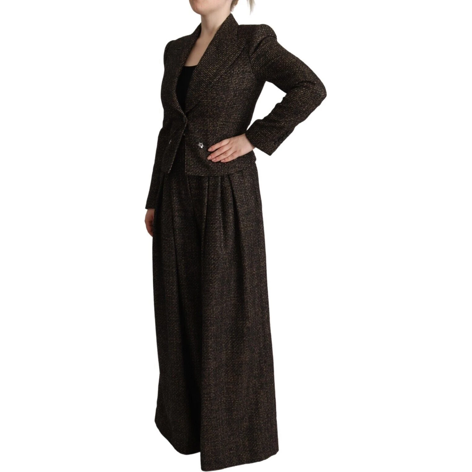 Dark Brown Wool Single Breasted 2 Pc Jacket Pants