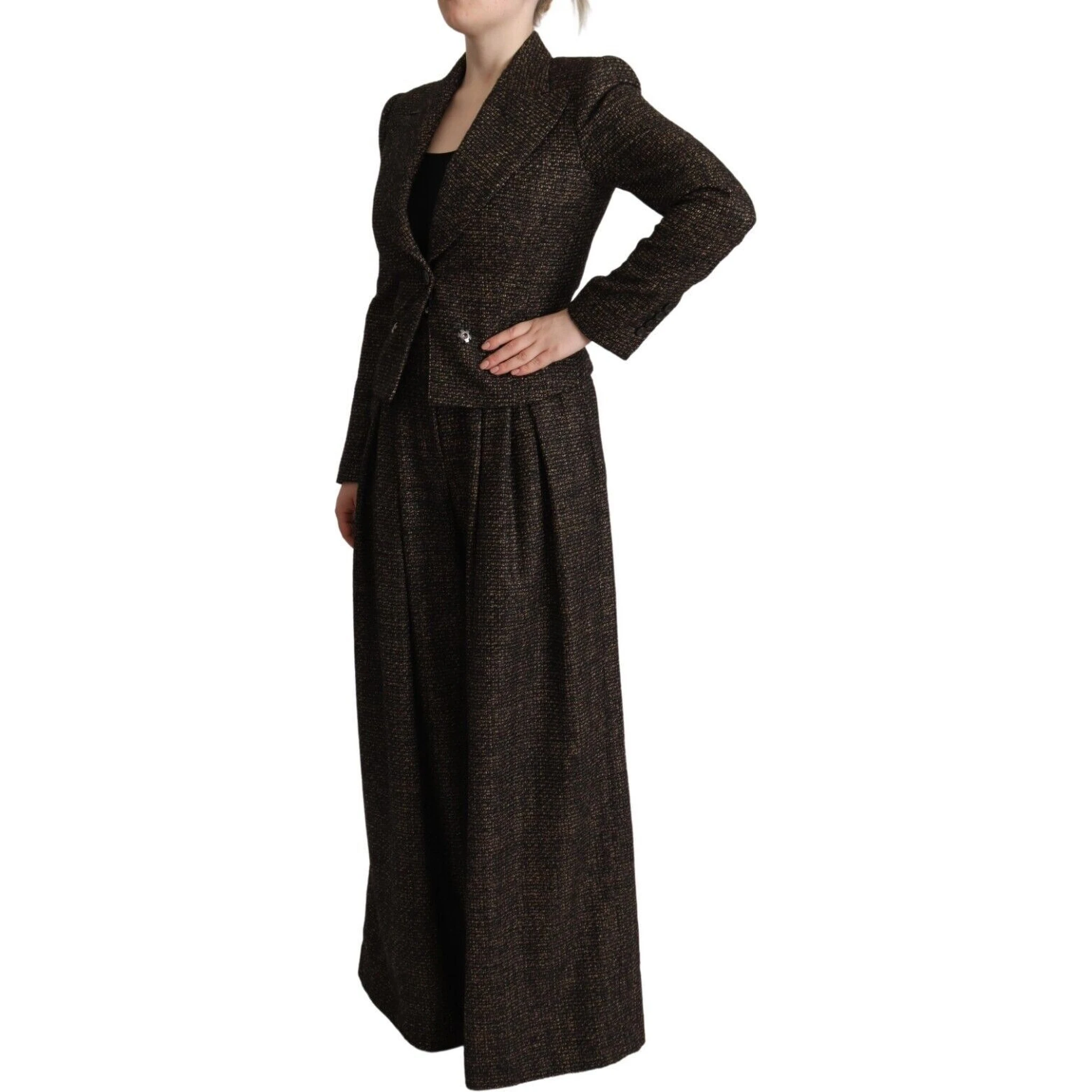 Dark Brown Wool Single Breasted 2 Pc Jacket Pants
