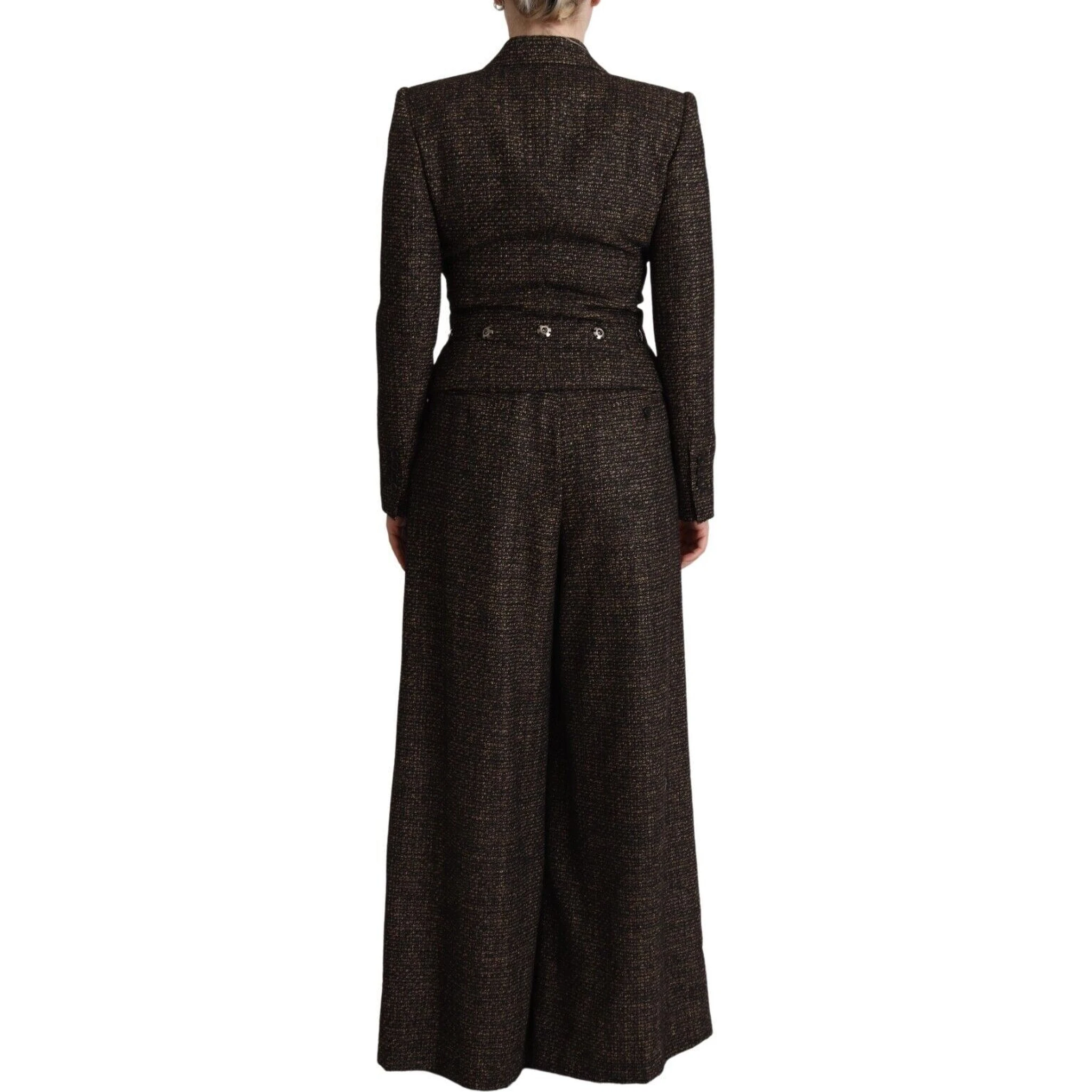 Dark Brown Wool Single Breasted 2 Pc Jacket Pants