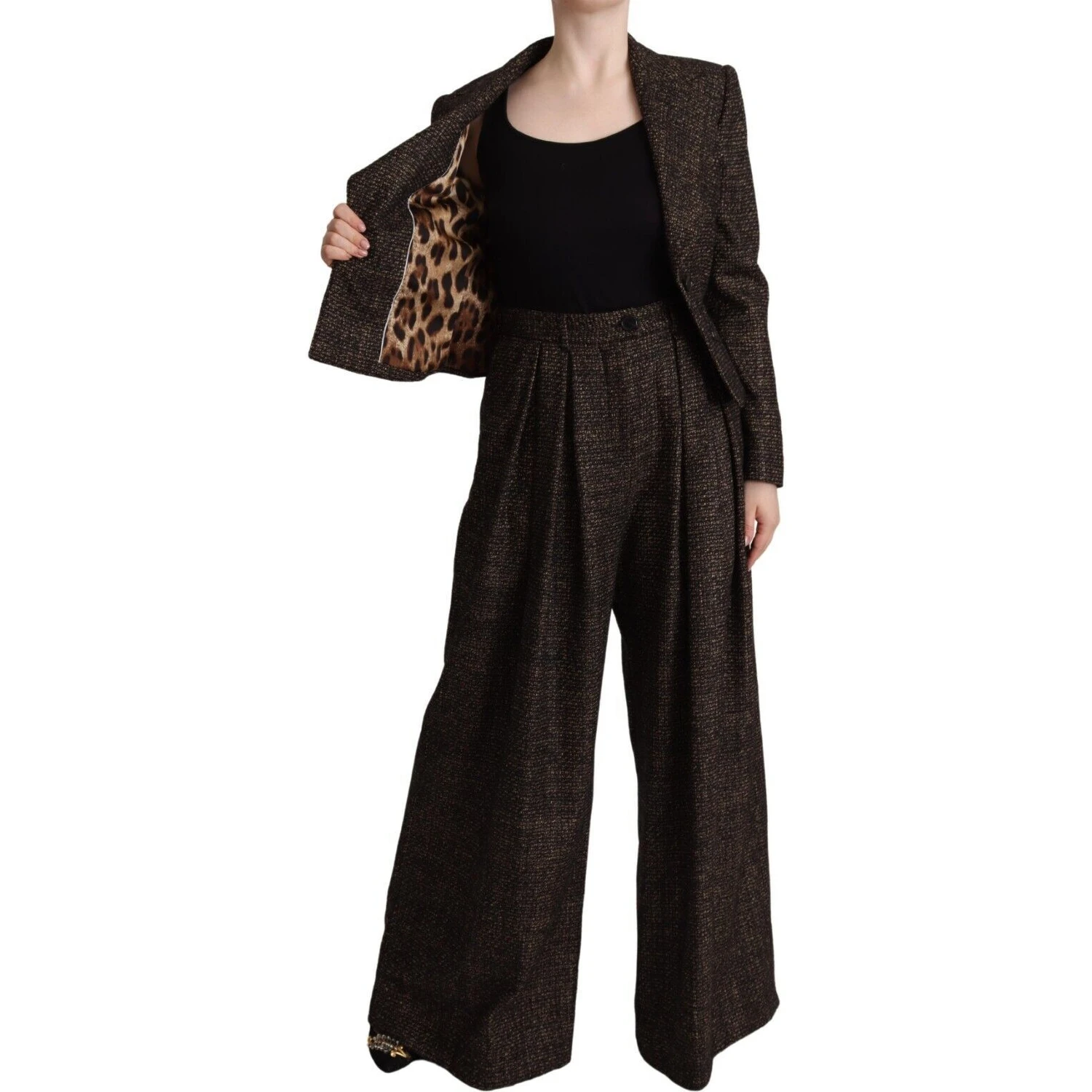 Dark Brown Wool Single Breasted 2 Pc Jacket Pants