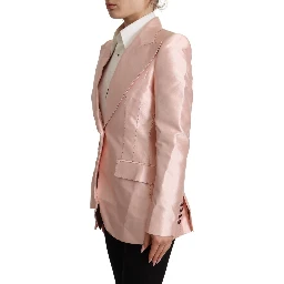 Pink Satin Long Sleeves Blazer Coat Jacket