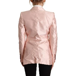 Pink Satin Long Sleeves Blazer Coat Jacket