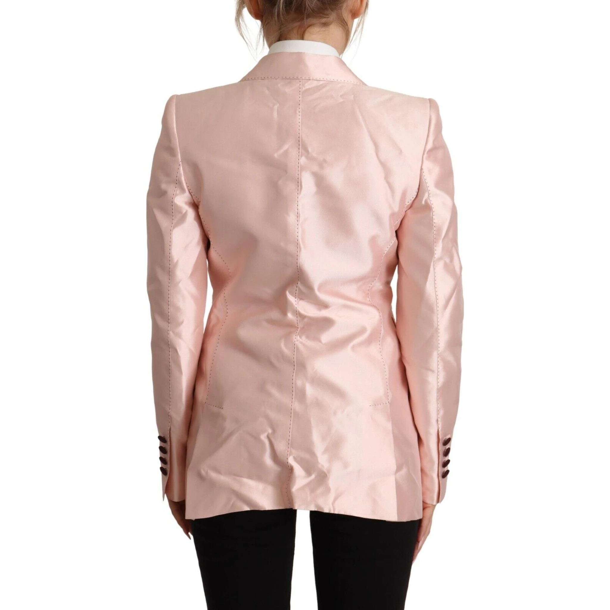 Pink Satin Long Sleeves Blazer Coat Jacket
