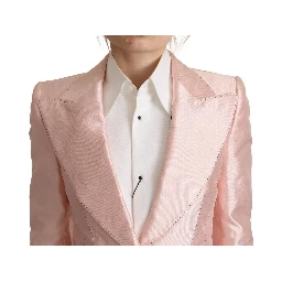 Pink Satin Long Sleeves Blazer Coat Jacket