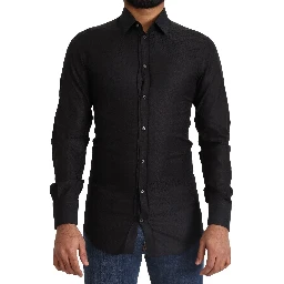 Black GOLD Cotton Slim Dress Formal Shirt