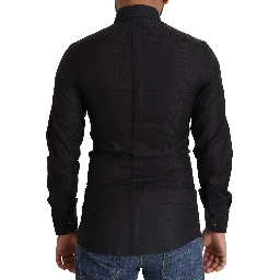 Black GOLD Cotton Slim Dress Formal Shirt