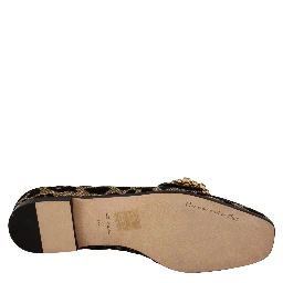 Gold Leopard Print Crystals Loafers Shoes