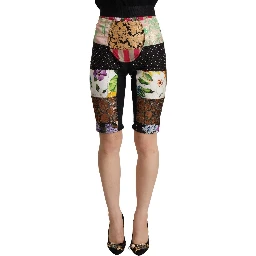 Multicolor Patchwork High Waist Cropped Pants