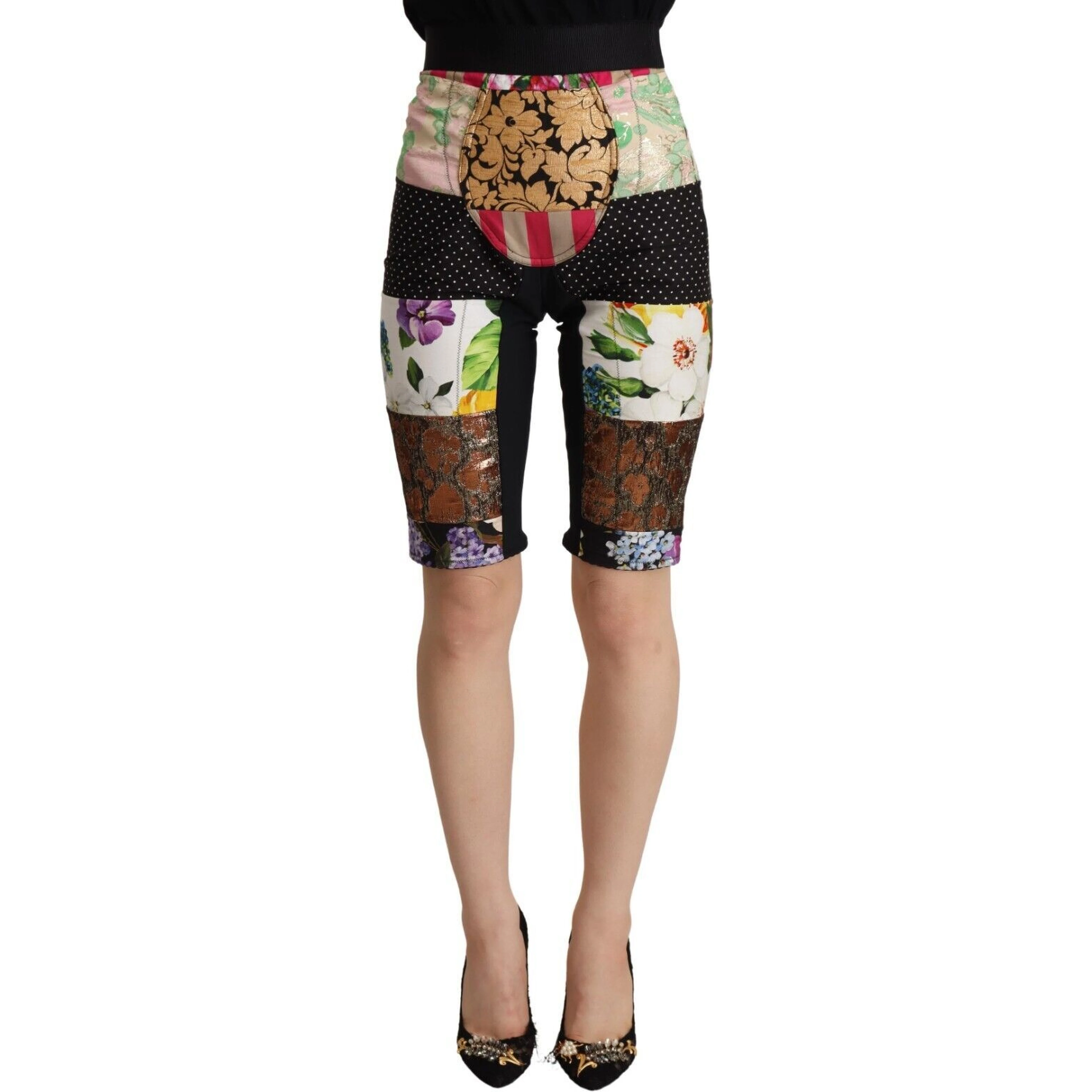 Multicolor Patchwork High Waist Cropped Pants