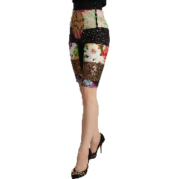 Multicolor Patchwork High Waist Cropped Pants