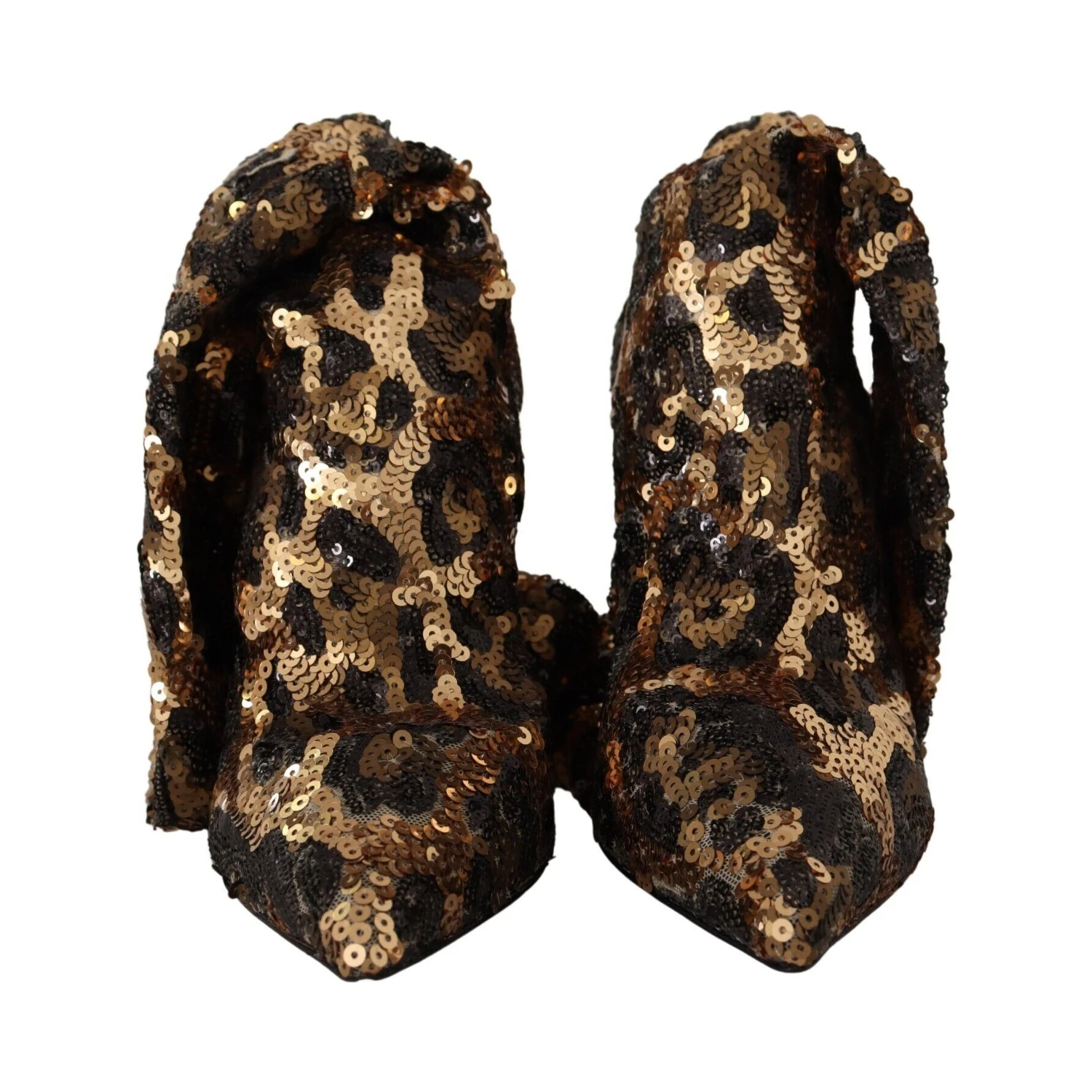 Gold Leopard Sequins Heels Boots Shoes