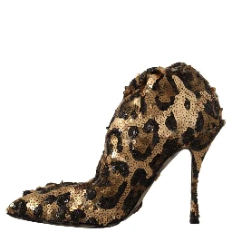 Gold Leopard Sequins Heels Boots Shoes
