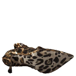 Gold Leopard Sequins Heels Boots Shoes
