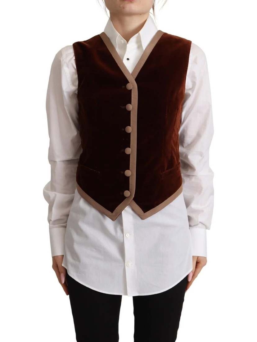 Bordeaux Velvet Cotton V-neck Sleeveless Vest Top