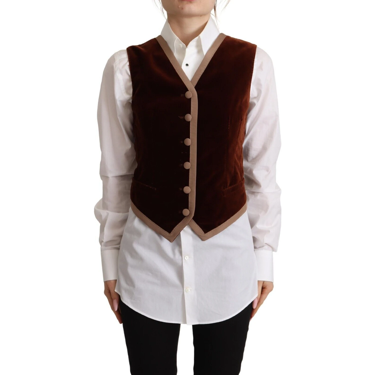 Bordeaux Velvet Cotton V-neck Sleeveless Vest Top