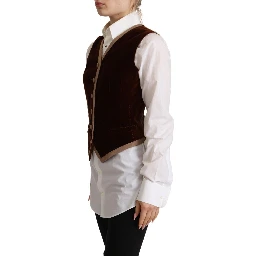 Bordeaux Velvet Cotton V-neck Sleeveless Vest Top