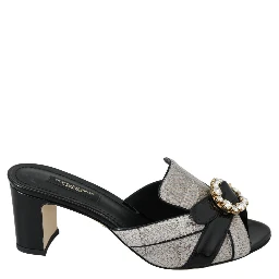 Black Gray Exotic Leather Crystals Sandals Shoes