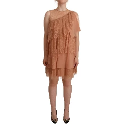 Pink Lace Sleeveless Mini Shift Layered Dress