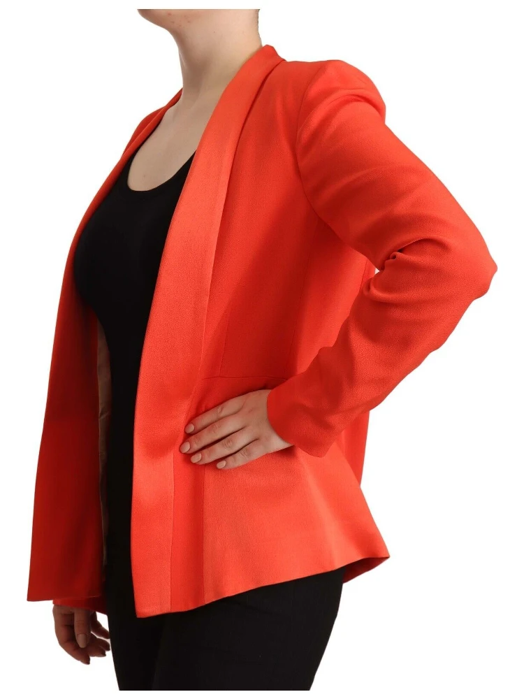 Orange Long Sleeves Acetate Blazer Pocket Overcoat Jacket alternative