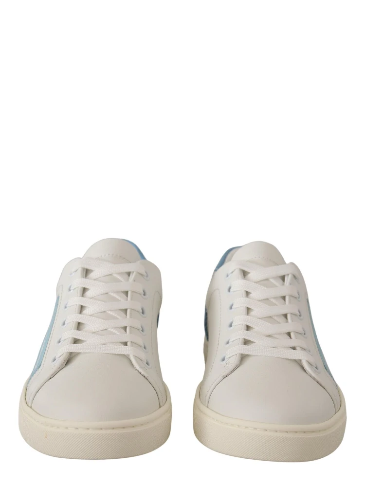 White Blue Leather Low Top Sneakers Shoes alternative