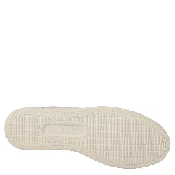 White Blue Leather Low Top Sneakers Shoes