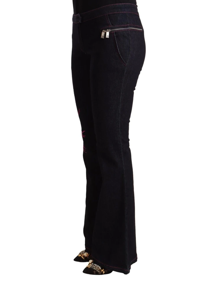 Black Cotton Mid Waist Cotton Flared Jeans alternative