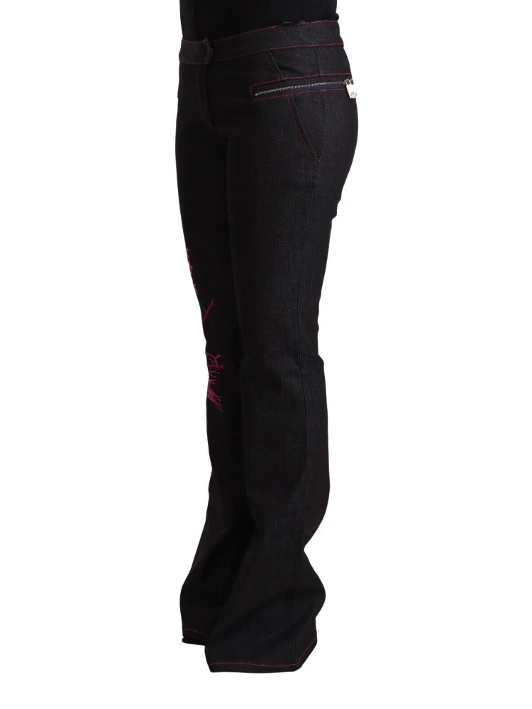 Black Cotton Stretch Mid Waist Cotton Flared Denim Jeans alternative