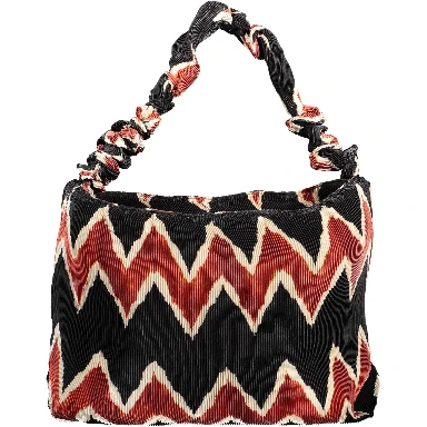 Pleated hobo shoulder bag with a zigzag pattern